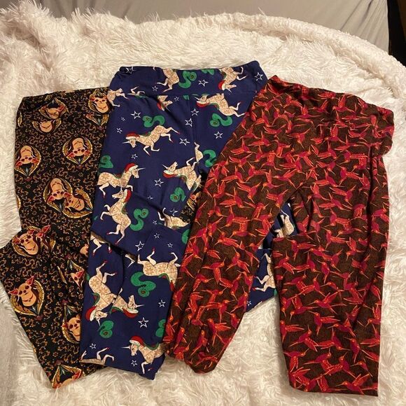 Bundle of 3 Lularoe Leggings, One Size - Picture 1 of 5